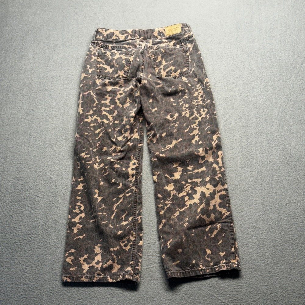 Abercrombie Kids Low Rise Baggy Jeans 11/12 Regular Camo Print Wide Leg Brown - Picture 3 of 9